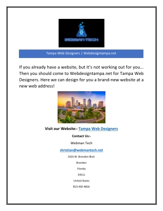 Tampa Web Designers | Webdesigntampa.net