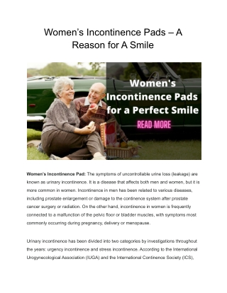 Women’s Incontinence Pads – A Reason for A Smile