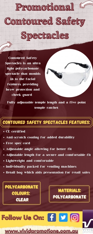 Infographic Of Promotional Contoured Safety Spectacles | Vivid Promotions