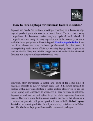 How to Hire Laptops for Business Events in Dubai?