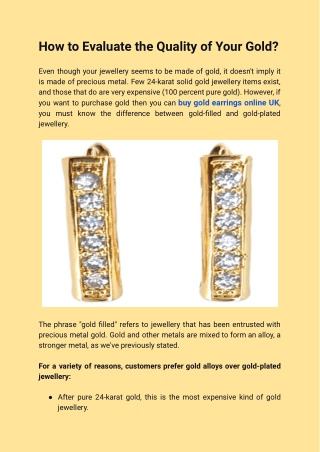 How to Evaluate the Quality of Your Gold