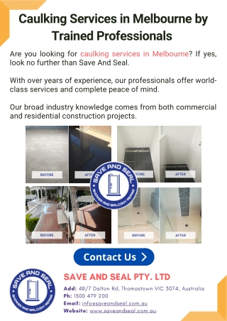 Caulking Services in Melbourne by Trained Professionals