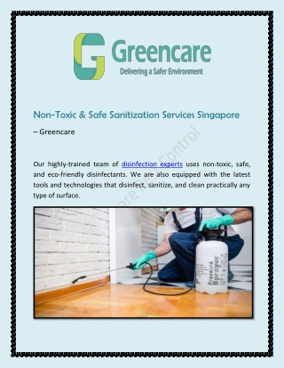 Non-Toxic & Safe Sanitisation Services Singapore – Greencare