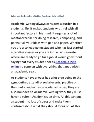 What are the benefits of taking Academic help online