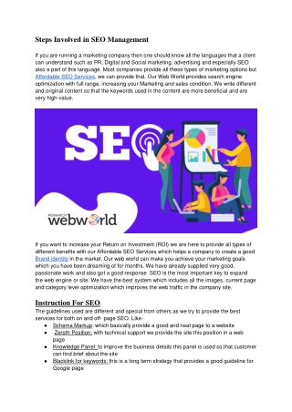 Steps Involved in SEO Management
