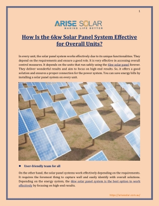 How Is the 6kw Solar Panel System Effective for Overall Units?