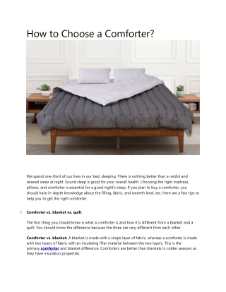 How to Choose a Comforter