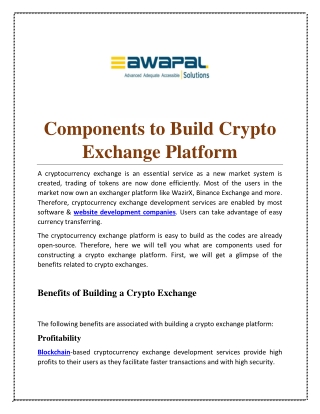 Components to Build Crypto Exchange Platform