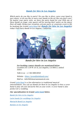Bands for hire in los angeles