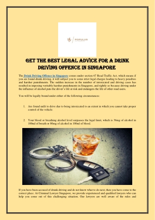 Get The Best Legal Advice For A Drink Driving Offence In Singapore