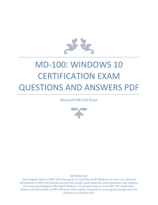 MD-100: Windows 10 Certification Exam Questions and Answers PDF