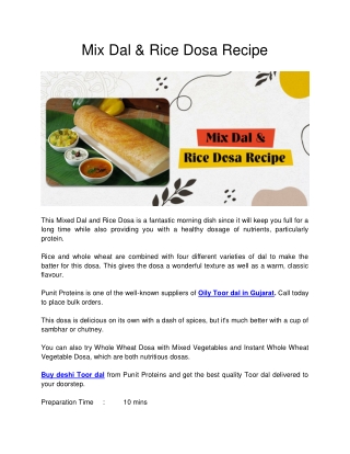 Mix Dal & Rice Dosa Recipe