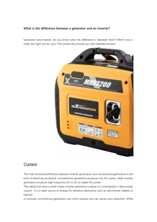 What is the Difference Between a Generator and an Inverter