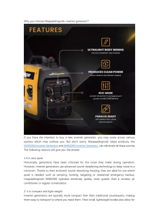 Why you choose Maxpeedingrods inverter generator