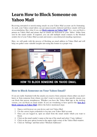 Learn How to Block Someone on Yahoo Mail
