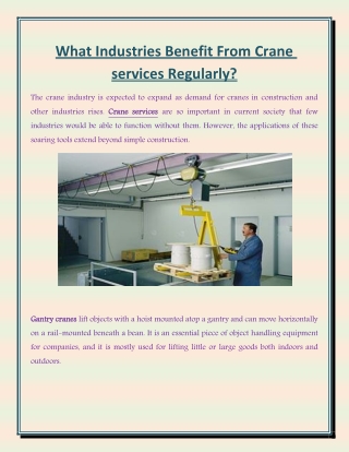 What Industries Benefit From Crane services Regularly