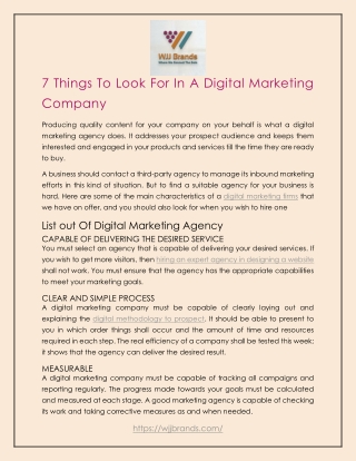 7 Things to Look for in a Digital Marketing Company