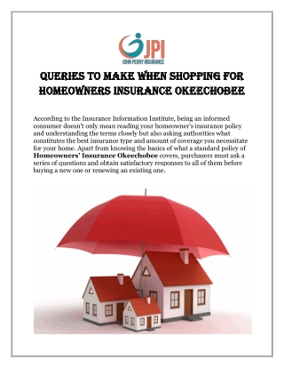 Best Homeowners Insurance In Okeechobee | John Perry Insurance