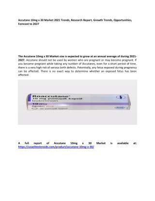 Accutane 10mg x 30 Market 2021 Trends