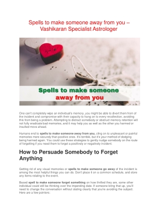 Spells to make someone away from you – Vashikaran Specialist Astrologer