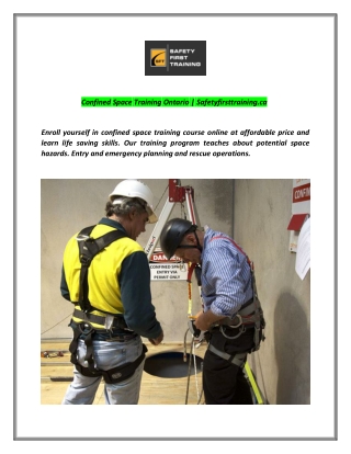 Confined Space Training Ontario | Safetyfirsttraining.ca