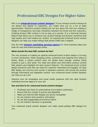 Professional EBC Designs For Higher Sales