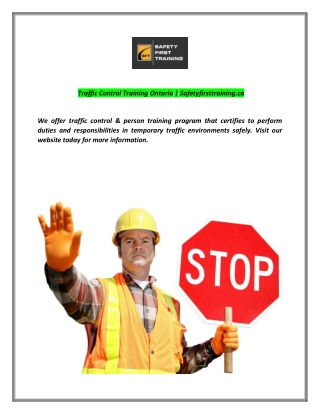 Traffic Control Training Ontario | Safetyfirsttraining.ca