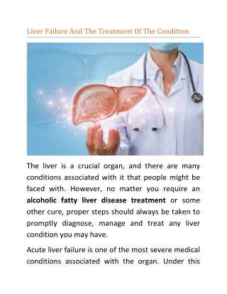 Acute liver failure treatment