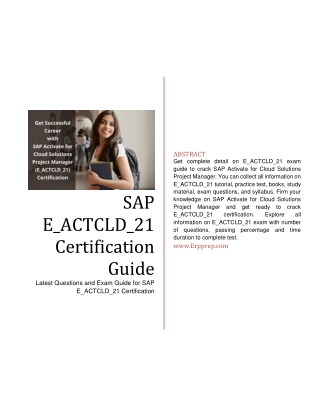 SAP E_ACTCLD_21 Certification : Latest Questions and Exam Guide