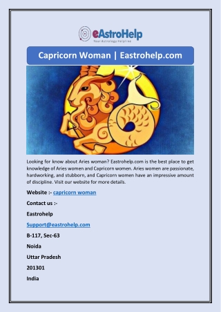 Capricorn Woman | Eastrohelp.com