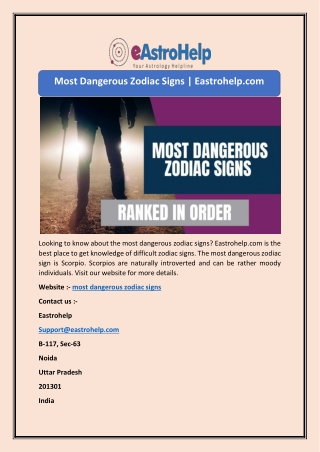 Most Dangerous Zodiac Signs | Eastrohelp.com