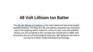 48 Volt Lithium Ion Batter