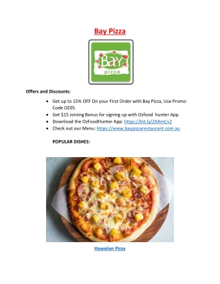 15% off - Bay Pizza Restaurant North Sydney takeaway, NSW