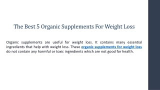 The Best 5 Organic Supplements For Weight Loss