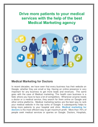 Drive more patients to your medical services with the help of the best Medical M