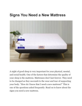 Signs You Need a New Mattress