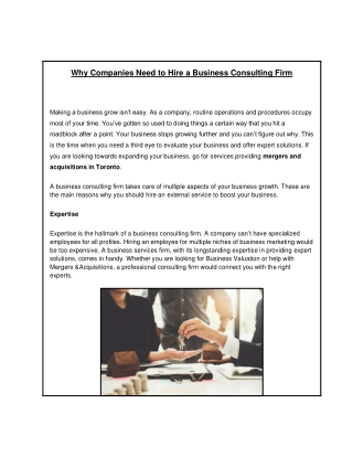 Why Companies Need to Hire a Business Consulting Firm
