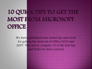 10 Quick Tips For Microsoft Office