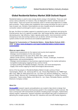 Residential Battery Market Forecasts to 2028