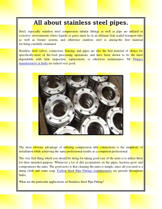 All about stainless steel pipes