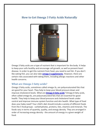 How to Get Omega 3 Fatty Acids Naturally