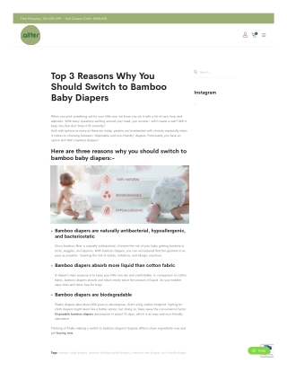 Top 3 Reasons Why You Should Switch to Bamboo Baby Diapers