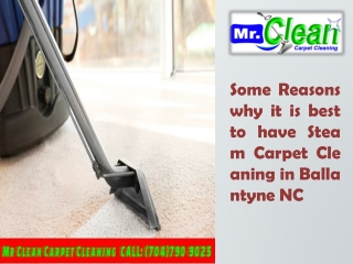 Some Reasons why it is best to have Steam Carpet Cleaning in Ballantyne NC