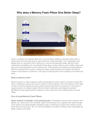 Why does a Memory Foam Pillow Give Better Sleep