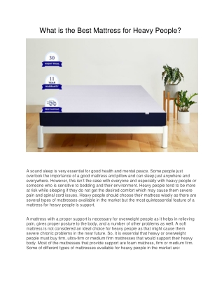 What is the Best Mattress for Heavy people