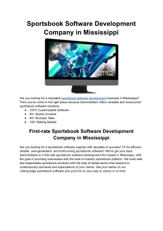 Sportsbook Software Development Company in Mississippi