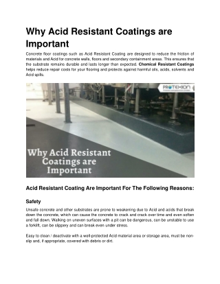 Why Acid Resistant Coatings are Important