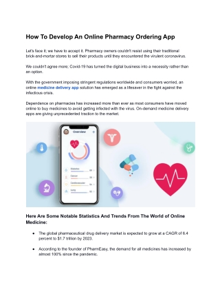 How To Develop An Online Pharmacy Ordering App