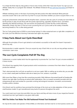 <h2>The Loci Cycle For Dummies</H2>