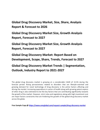 Global Drug Discovery Market, Size, Share, Analysis Report & Forecast to 2026